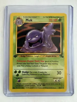 WoTC Pokemon TCG 1st Edition 2 Card Lot - Muk 28/62 Hitmonlee 22/62 Rare NM - Image 4