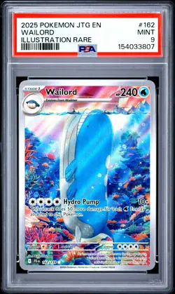2025 POKEMON JTG EN-JOURNEY TOGETHER ILLUSTRATION RARE #162 WAILORD PSA 9 - Image 1