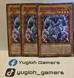 YUGIOH GLADIATOR BEAST DIMACARI X3 GLAS 1ST EDITION COMMON LIGHT PLAYED - Image 1
