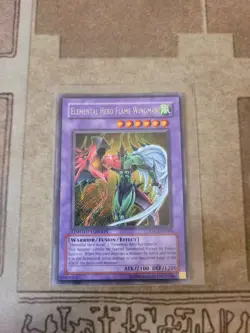 YUGIOH ELEMENTAL HERO FLAME WINGMAN EHC1-EN004 SECRET LIMITED ED NM/VLP - Image 1