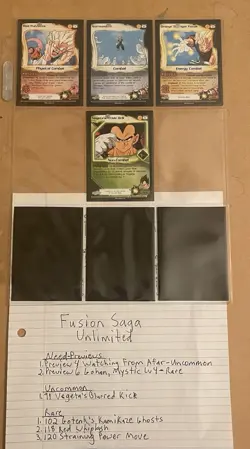 Dragon Ball Z Score CCG 95% Complete Unlimited Fusion Saga 123/129 Cards No UR’s - Image 1