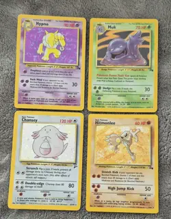 Vintage Pokemon Holo Lot Unlimited Hypno Muk Chansey Hitmonlee Lot Of 4 - Image 1