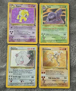 Vintage Pokemon Holo Lot Unlimited Hypno Muk Chansey Hitmonlee Lot Of 4 - Image 2