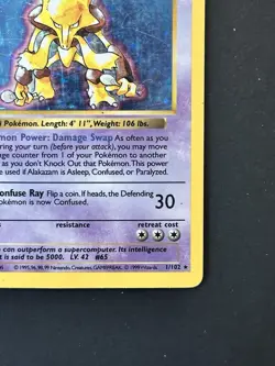 Alakazam 1/102 Shadowless Holo Base Set Pokemon - Image 4