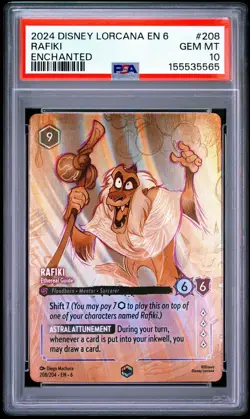 2024 DISNEY LORCANA EN 6-AZURITE SEA ENCHANTED RAFIKI ETHEREAL GUIDE PSA 10 - Image 1