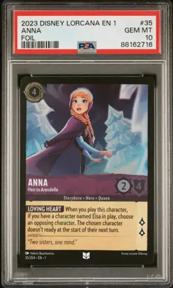 2023 DISNEY LORCANA EN 1-THE FIRST CHAPTER FOIL ANNA - HEIR TO ARENDELLE PSA 10 - Image 1