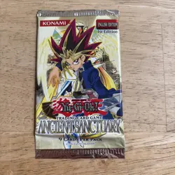 1996 Yugioh Ancient Sanctuary 1st Edition 3 Factory Sealed Booster Packs - Image 3