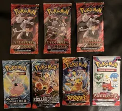 6 Sealed Pokemon Card Booster Packs & 1 Paldea Evolved Promo Pack Bundle - Image 1
