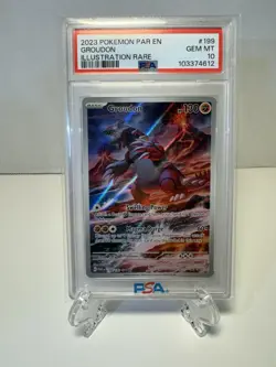 Pokemon Groudon TCG Holo Card Sv04: Paradox Rift 199/182 PSA 10 - Image 1