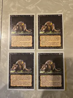 4 MTG Revised Plague Rats Never Played NM/M - Image 1