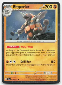 Rhyperior Rare (Cosmo Holo) Stellar Crown 076/142 NM/M Pokemon Holo - Image 1