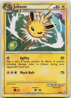 Jolteon Uncommon Call of Legends 45/95 Pokemon TCG - Image 1