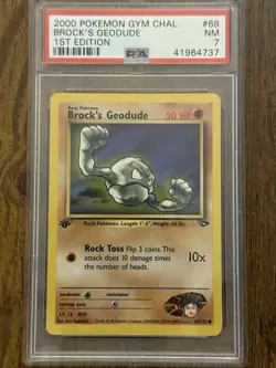 2000 Pokemon Gym Challenge Brock’s Geodude 1st Edition PSA 7 - Image 1