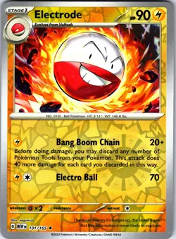 Electrode 101/165 Rare 151 Pokemon Reverse Holo Lightly Played - Image 1