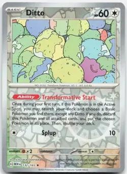 Ditto 132/165 Rare 151 Pokemon Reverse Holo Near Mint - Image 1