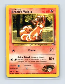 Brock's Vulpix 73/132 Common Gym Heroes Pokemon Unlimited Lightly Played - Image 1