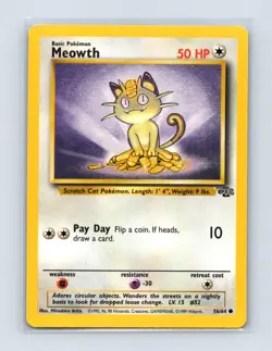 Meowth 56/64 Common Jungle Pokemon Unlimited Lightly Played - Image 1