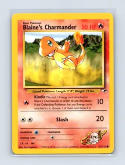 Blaine's Charmander 61/132 Common Gym Heroes Pokemon Unlimited Lightly Played - Image 1