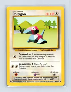 Porygon 39/102 Uncommon Base Set Unlimited Pokemon Lightly Played - Image 1