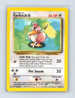 Farfetch'd 27/102 Uncommon Base Set Unlimited Pokemon Lightly Played - Image 1