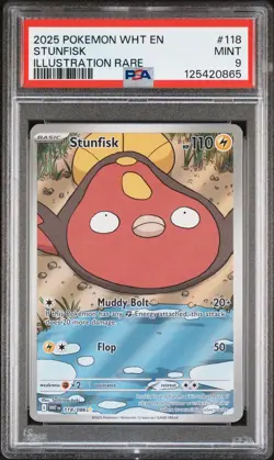 2025 Pokemon White Flare # 118 Stunfisk Illustration Rare PSA 9 MINT Free Ship! - Image 1