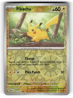 Pikachu NM 025/165 Reverse Holo 151 Pokemon Common - Image 1