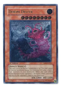 Yugioh! LP Doom Dozer - SOI-EN024 - Ultimate Rare - Unlimited Edition Lightly Pl - Image 1