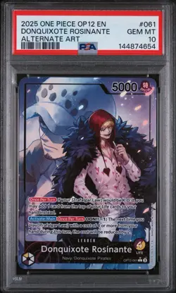 2025 One Piece Donquixote Rosinante Alternate Art English Foil Op12-061 PSA 10 - Image 1
