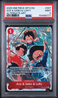 One Piece EN Ace & Sabo & Luffy Alternate Art OP13-007 PSA 9 Mint - Image 3