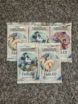 Disney Lorcana TCG: Fabled Set Lot of 5 Booster Packs (12 cards per pack) Sealed - Image 1