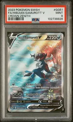 PSA 9 Hisuian Samurott V GG51/GG70 SWSH Crown Zenith Full Art Pokemon MINT - Image 1