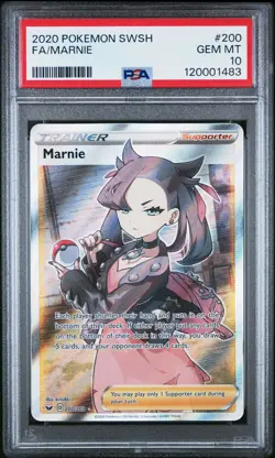 2020 POKEMON SWORD & SHIELD #200 FULL ART/MARNIE PSA 10 - Image 1