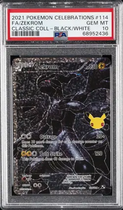 2021 POKEMON CELEBRATIONS CLASSIC COLL #114 FULL ART/ZEKROM PSA 10 - Image 1