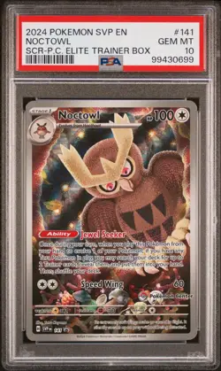 PSA 10 Noctowl Pokemon Center Promo #141 Stellar Crown PC ETB Pokemon - Image 1