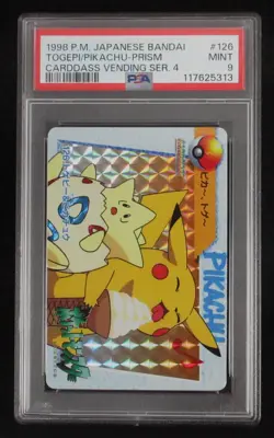 PSA 9 Pokemon Card Togepi & Pikachu #126 Prism Japanese Bandai Carddass Vending - Image 1