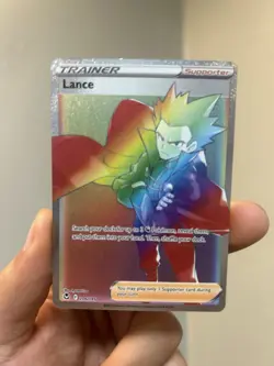Lance 206/195 Ultra Rare Rainbow Full Art Trainer Pokemon SWSH Silver Tempest - Image 1