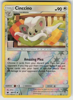 Cinccino 86/111 Uncommon Crimson Invasion Pokemon Reverse Holo Near Mint - Image 1