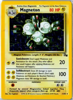 Vintage Pokemon Card - Magneton Fossil 11/62 1999 Rare Holo Unlimited HP - Image 1