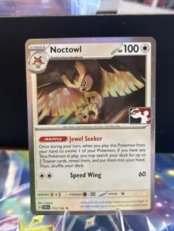 Pokemon Noctowl 115/142 Prize Pack Series Cards Cosmo Holo Pack Fresh - NM - Image 1