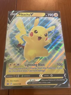 JUMBO Pikachu V Box Sword & Shield SWSH198 Black Star Promo Pokemon TCG Card - Image 1