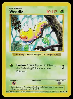 Pokemon Card - Weedle Base Set (Shadowless) 69/102 Common - Image 1