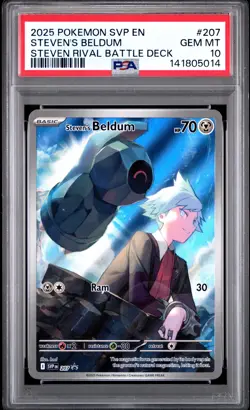 2025 POKEMON SVP EN-SV RIVAL BATTLE DECK PROMO #207 STEVEN'S BELDUM PSA 10 - Image 1