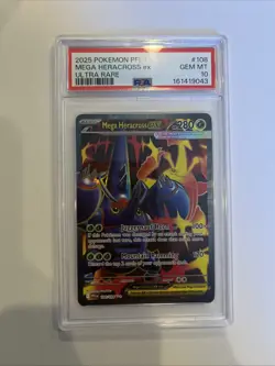 Mega Heracross ex 108/094 Phantasmal Flames Ultra Rare Full Art Pokemon PSA 10 - Image 1