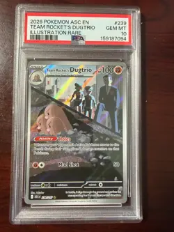 Team Rocket's Dugtrio 239/82 Illustration Rare Pokemon PSA 10 - Image 1
