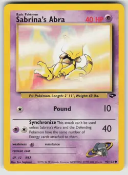Sabrina's Abra 93/132 Common Gym Challenge Pokemon Unlimited Heavily Played - Image 1