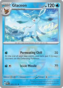 Glaceon (Master Ball Pattern) 025/131 Rare Prismatic Evolutions Pokemon Holo NM - Image 1