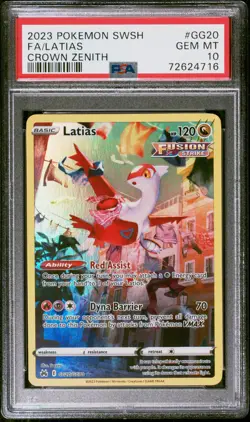 PSA 10 Pokemon TCG 2023 Pokemon Sword And Shield Crown Zenith #GG20 Fa/Latias - Image 1
