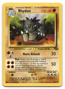Rhydon LP 45/64 Unlimited Jungle Pokemon Uncommon - Image 1