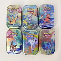 Lot of 6 Empty Pokemon Mini Tins Pikachu Charmander Bulbasaur Eevee Art Set Lot - Image 1