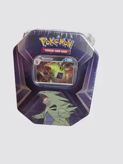 Factory Sealed Pokemon TCG Tyranitar Triple Whammy Tin NEW 3 Booster Packs + Pro - Image 1